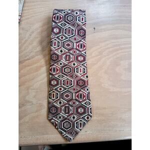 HENRY GRETHEL GEOMETRIC PATTERN 100% ITALIAN SILK NECKTIE